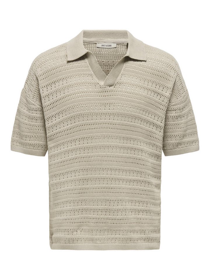 pieces Poloshirt – Herren Kurzarm-Strick-Poloshirt mit Splitneck im Drop Fit von pieces