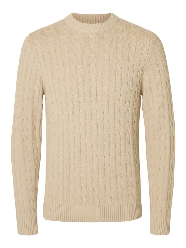 pieces Strickpullover - SLHRYAN Zopfstrickpullover - Trendiger Crew Neck von pieces