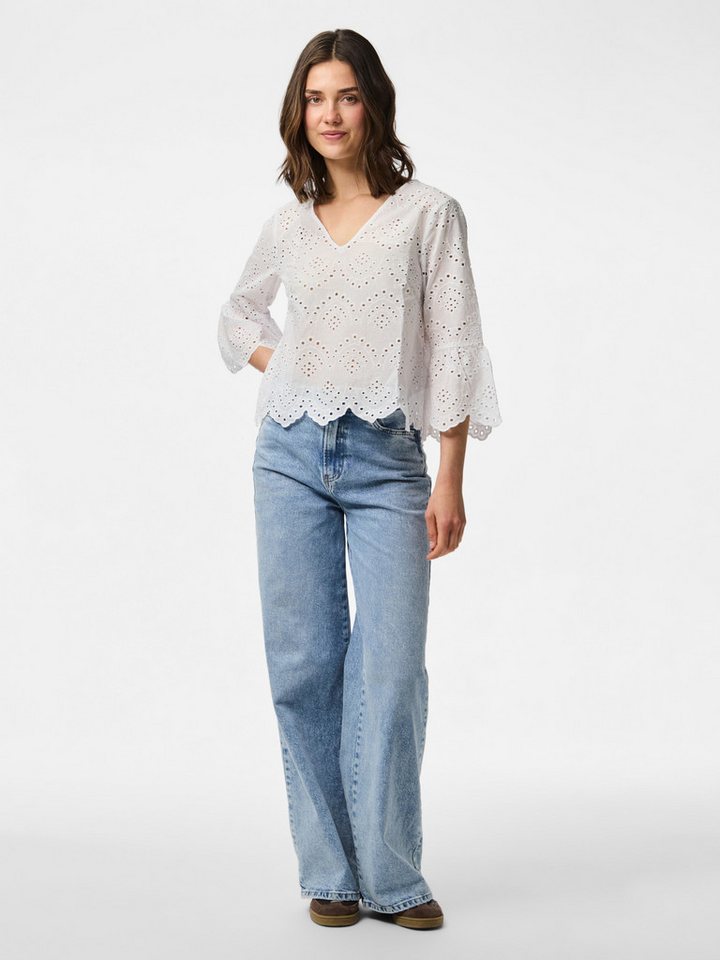 pieces T-Shirt - Damenbluse Baumwolle – Bluse mit Lochstickerei von pieces