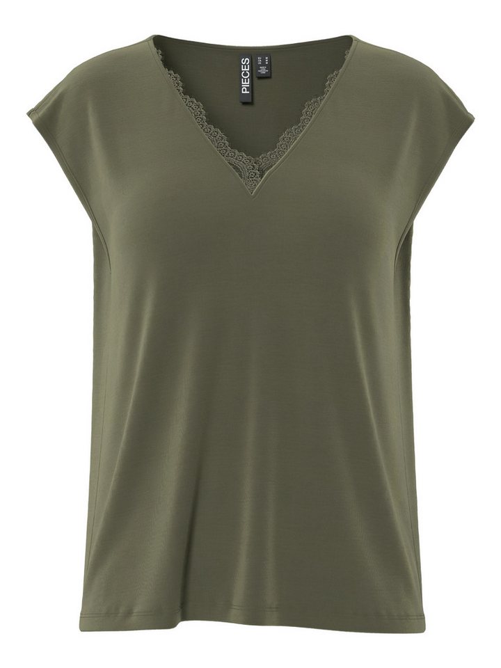 pieces T-Shirt -Pieces Damen Kurzarmshirt mit V-Ausschnitt von pieces