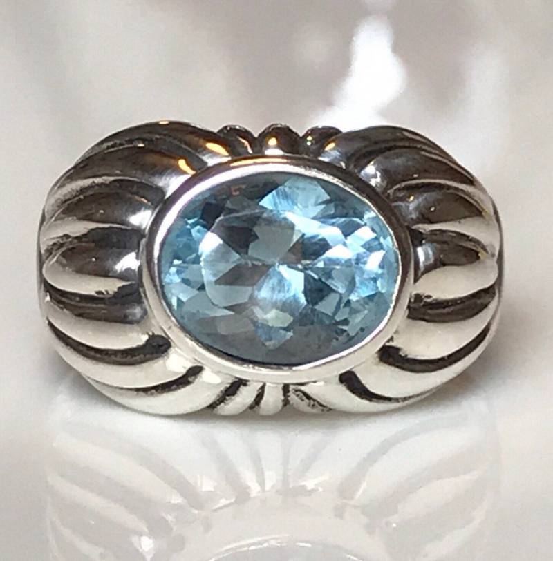 Vintage Espo Sterling Silber Blautopas Cocktail Ring - Größe 5 Vintage Espo Sterling Silber Blautopas Cocktail Ring - Größe 5 von piecesof8trading