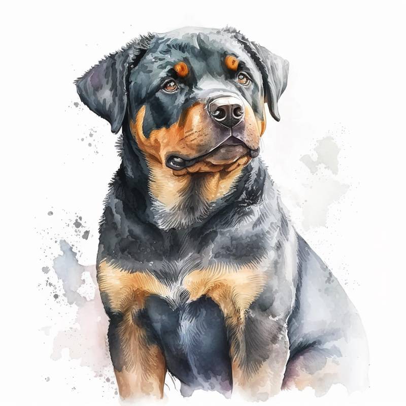 Aquarell Rottweiler Bügelbild Dtf-Druck - Hunde Motiv Für T-Shirt Hoodie Tasche Waschfest Und Langlebig von piedpipersticker