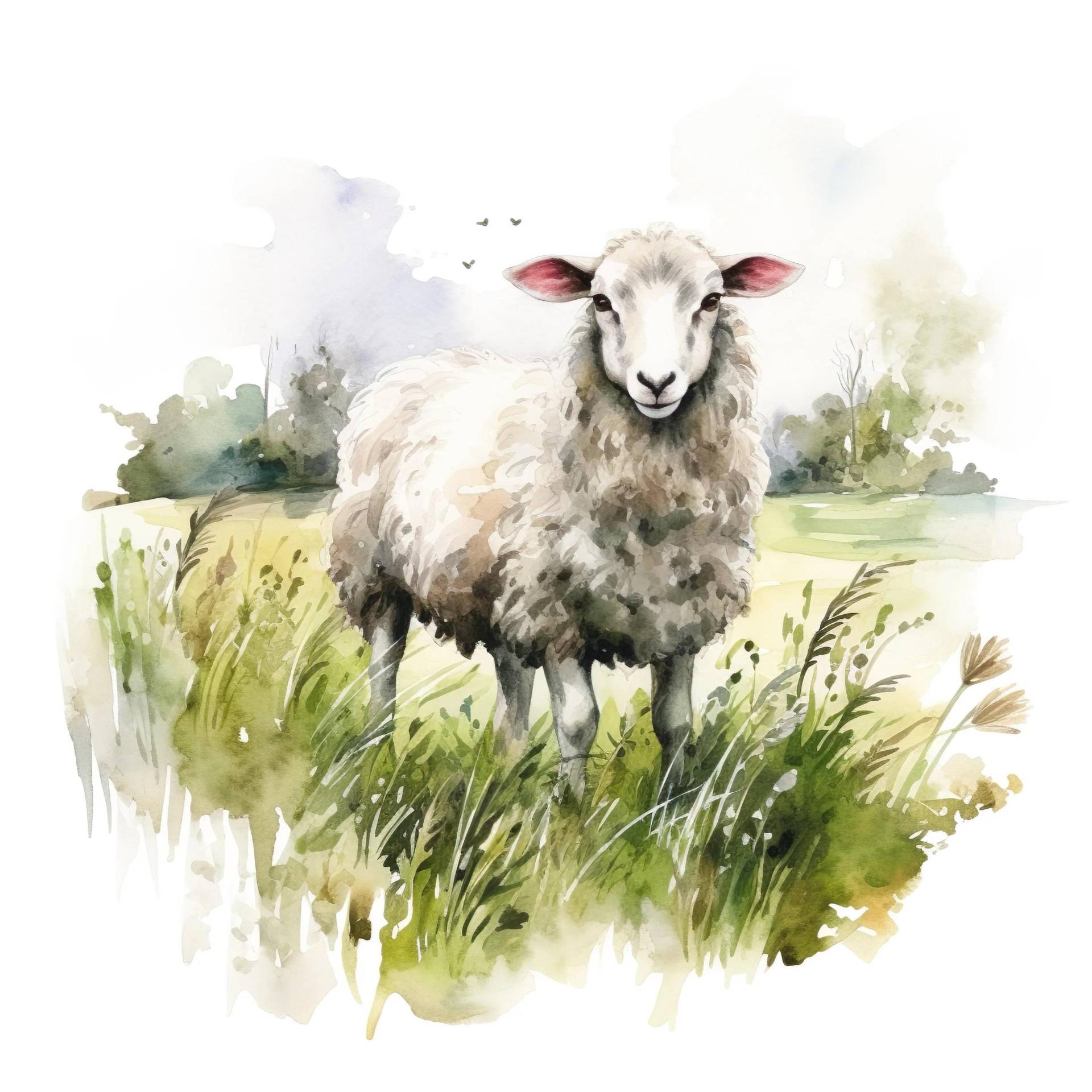 Schaf Aquarell Bügelbild Dtf Druck Süßes Tiermotiv Für T Shirt Hoodie Tasche Kinderkleidung Waschfest Langlebig von piedpipersticker