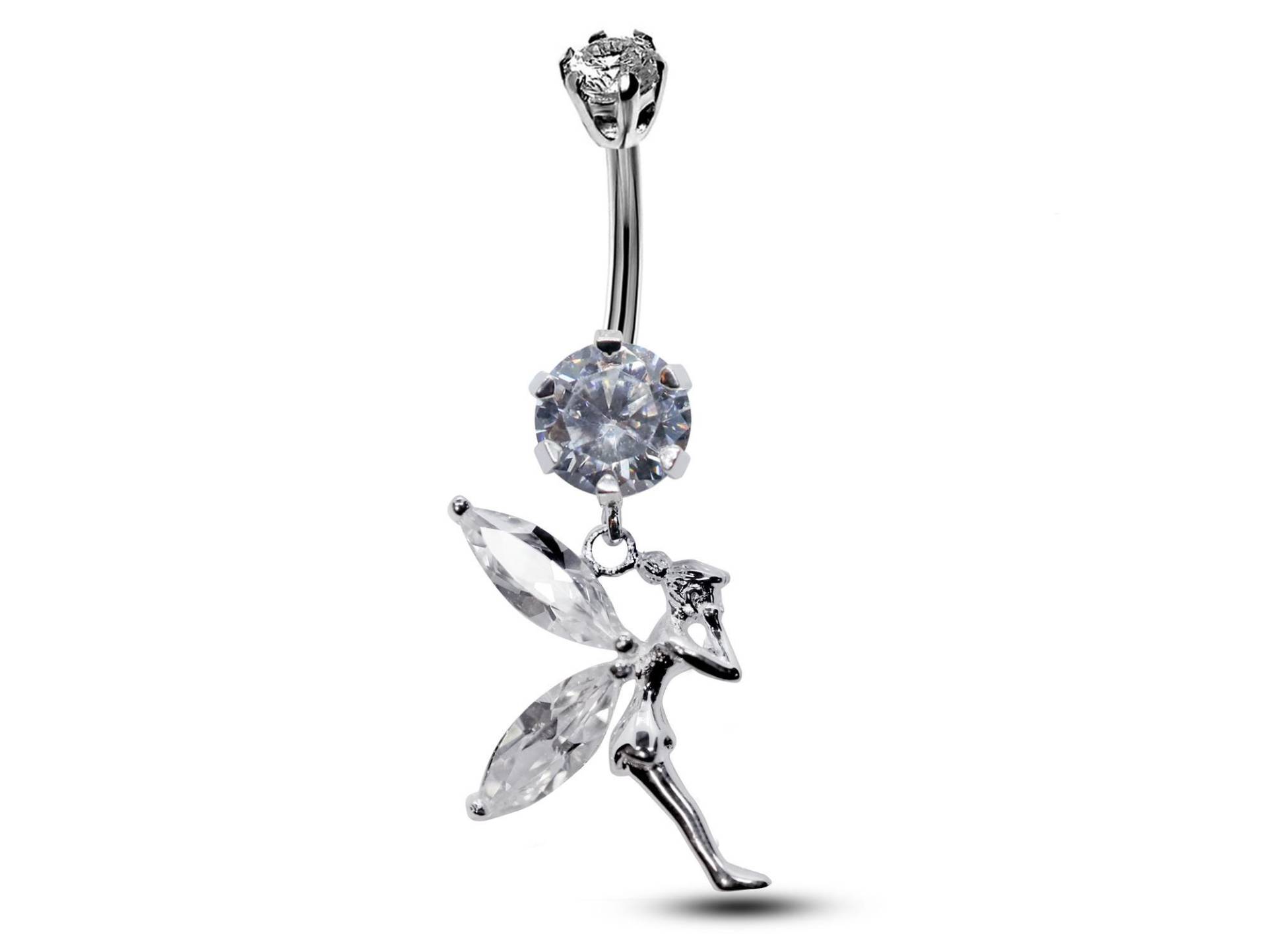 Silber Bauchnabelpiercing, Pixie Bauchbars - Fairy Belly Ring Mit Qualität Cz Kristalle Nabelring 16G | 1, 6 Mm Länge Ist 10 Mm von piercedUK
