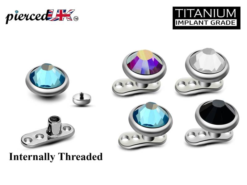 Titan Dermal Piercing, Anchor - Mikro Implant Piercing 14G | 1.6 Mm Und 5 Mm Spitze Pyramide 3 Löcher Basisplatte von piercedUK