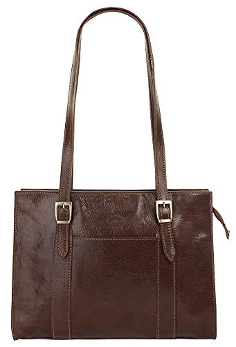 piké Handtasche Echt Leder Damen | Made in Italy | Elegante Ledertasche | Business-Bag mit Reißverschlussfach | 017543 von piké