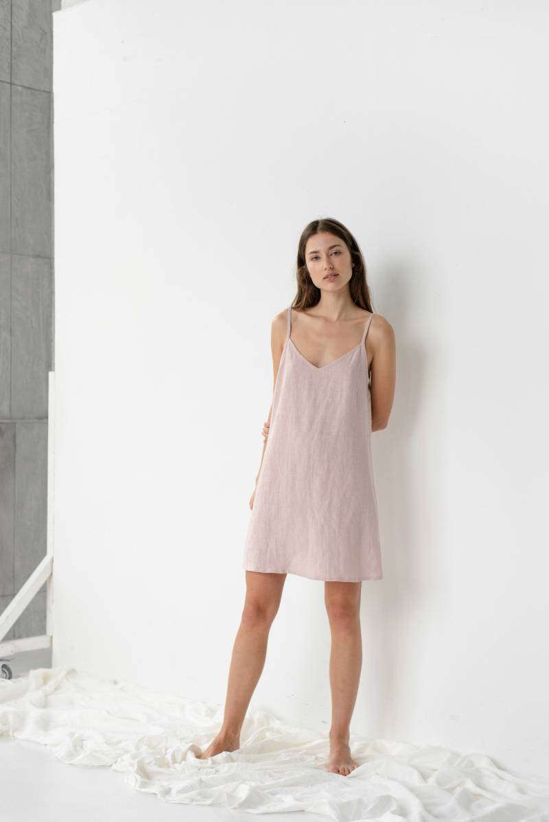 Leinen Slip Dress - Kleid Für Damen Nachthemd Frauen Camisole Trägerkleid Midi Sommerkleid Tilda von pillowandpajamas