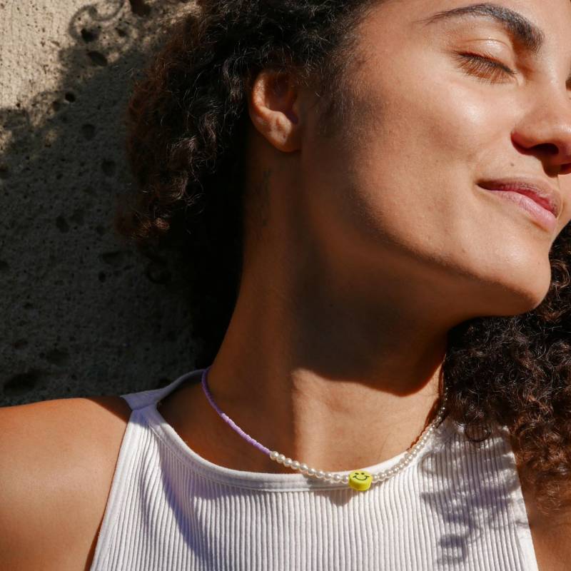 Perlenkette, Smile-Kette, Halskette, Smileketten, Good Mood von pinapinastore