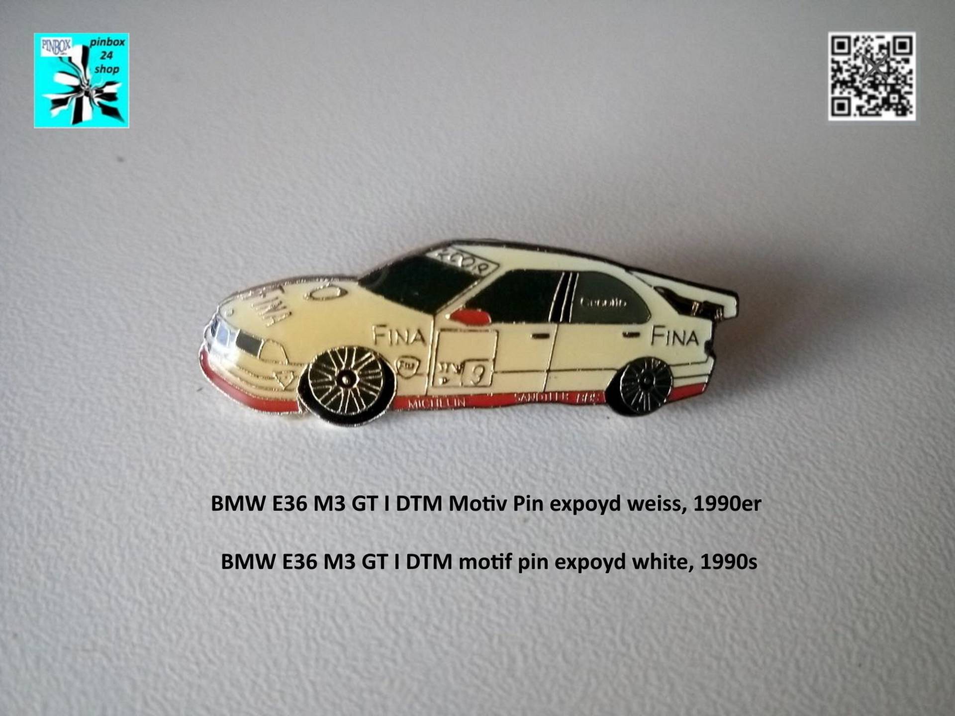 Bmw E36 M3 Gt I Dtm Motiv Pin Expoyd Weiss, 1990Er von pinbox24shop