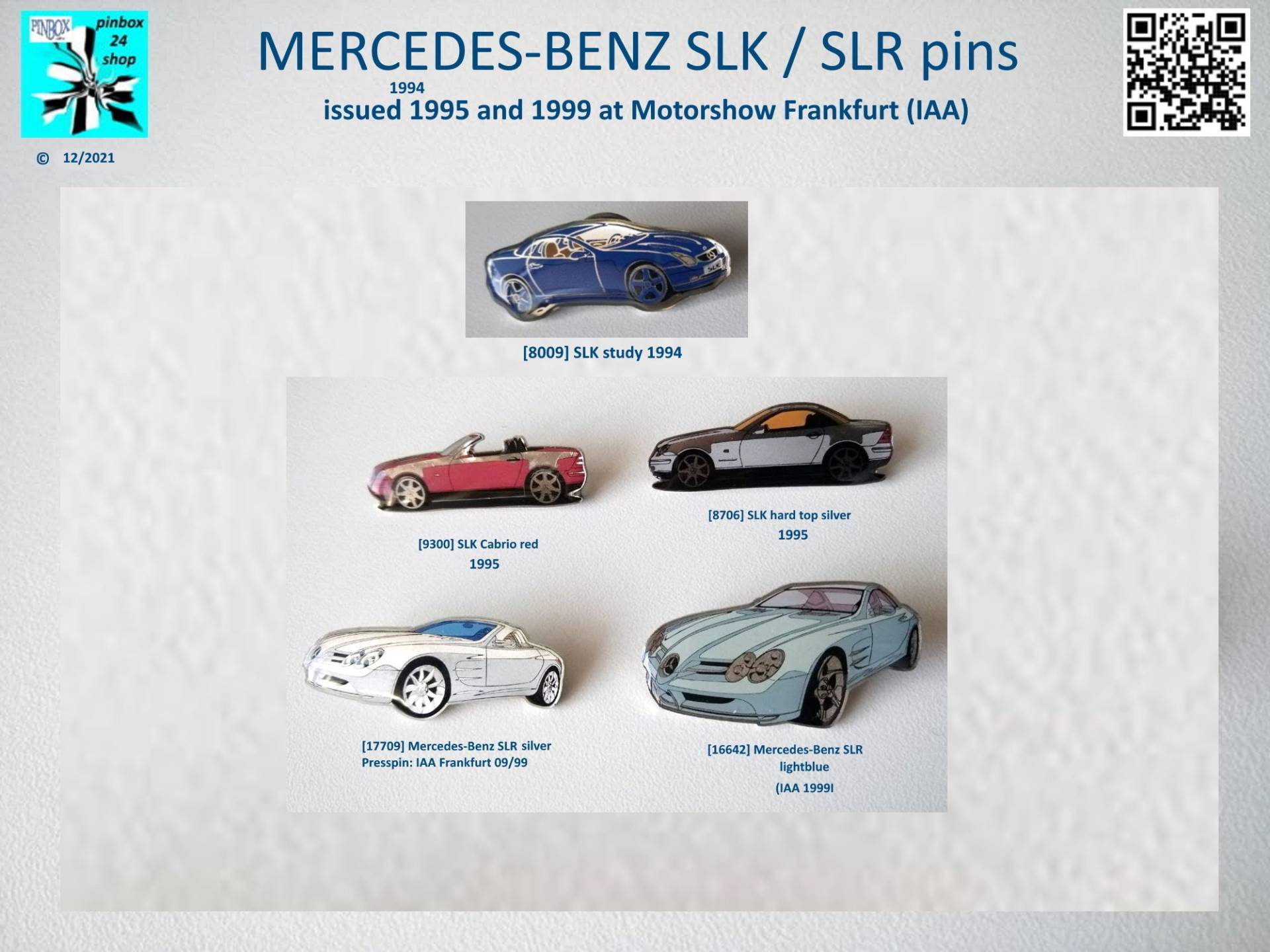 Mercedes-Benz Slk/Slr Motiv Pins 1990Er Jahre von pinbox24shop