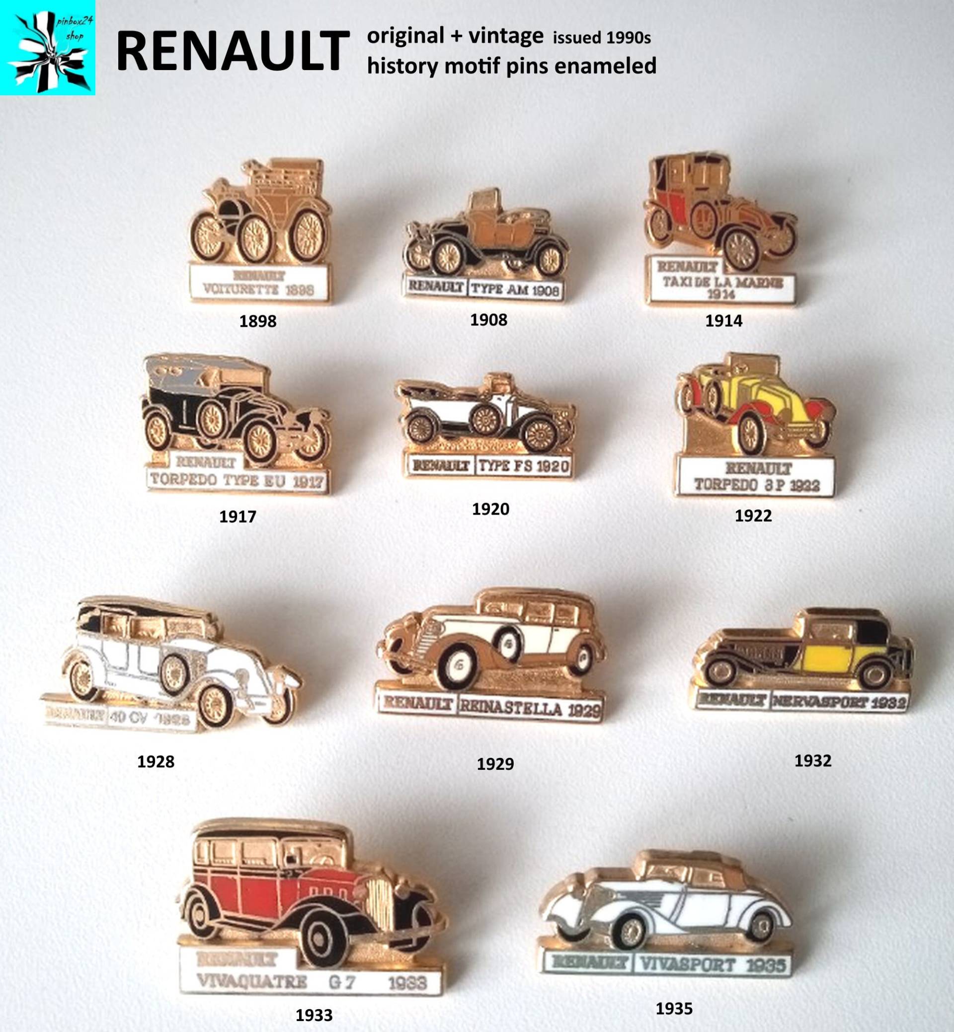 Renault History Collection Emaillierte Pins Mit Oldtimer Motiven von pinbox24shop