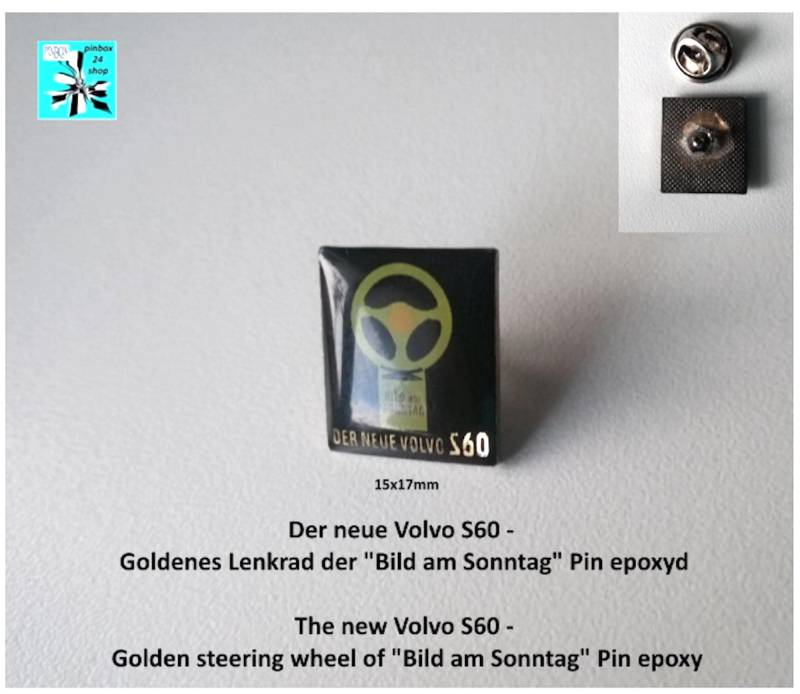 Volvo S60 Promo Pin - Goldenes Lenkrad 2000 Exklusives Sammlerstück von pinbox24shop