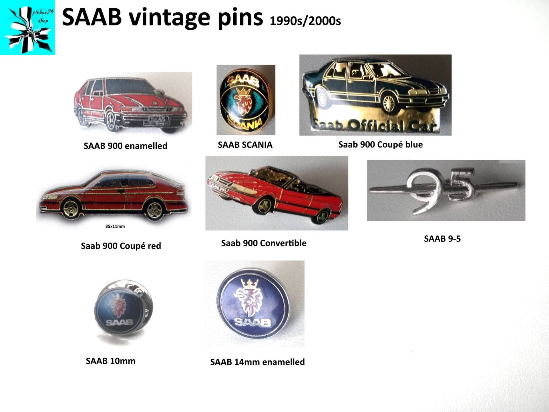 Zeitreise in Die Vergangenheit Saab 900, 9-5, Logo-Pins Aus Den 90Ern Und 2000Ern von pinbox24shop