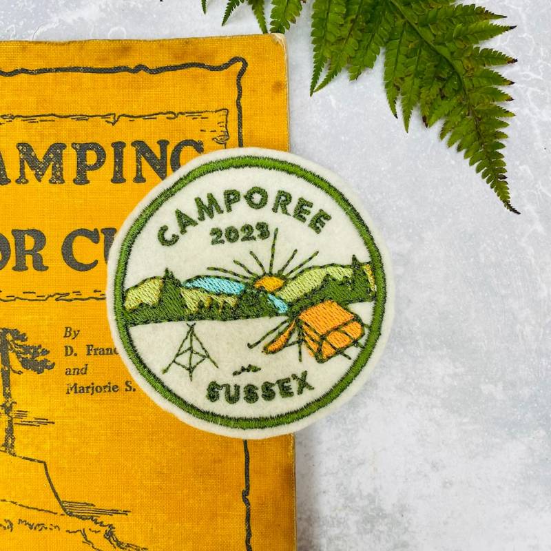 Benutzerdefinierte Camporee Patch, Personalisiertes Besticktes Camping Weihnachtsgeschenk von pineandbearUK