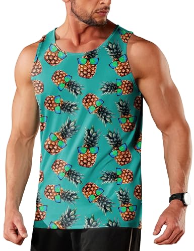 Lustiges Herren-Tanktop für Herren, enganliegend, schnell trocknend, ärmelloses Hemd, kühles Sommer-Strand-Tank-Top, Unterhemd, Ananas, XL Lustiges Herren-Tanktop für Herren, enganliegend, schnell trocknend, ärmelloses Hemd, kühles Sommer-Strand-Tank-Top, Unterhemd, Ananas, XL von pinforin