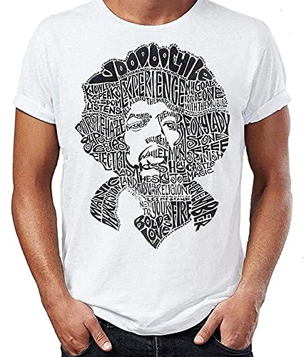 Fashion Men's T-Shirt Jimmy Hendrix Lyrics Silhouette Funny T-Shirt Men's Sht Sleeve ShirtWhite T-Shirts & Hemden(X-Large) von pingXU1973