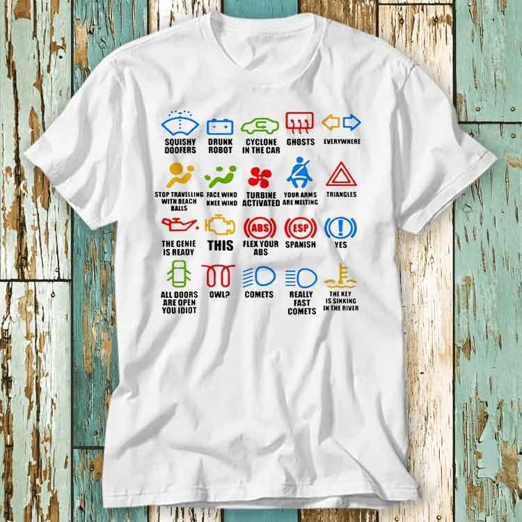 Auto Dash Icons T Shirt Top Design Unisex Damen Herren T-Shirt Retro Mode Vintage S826 von pinkSHARKs