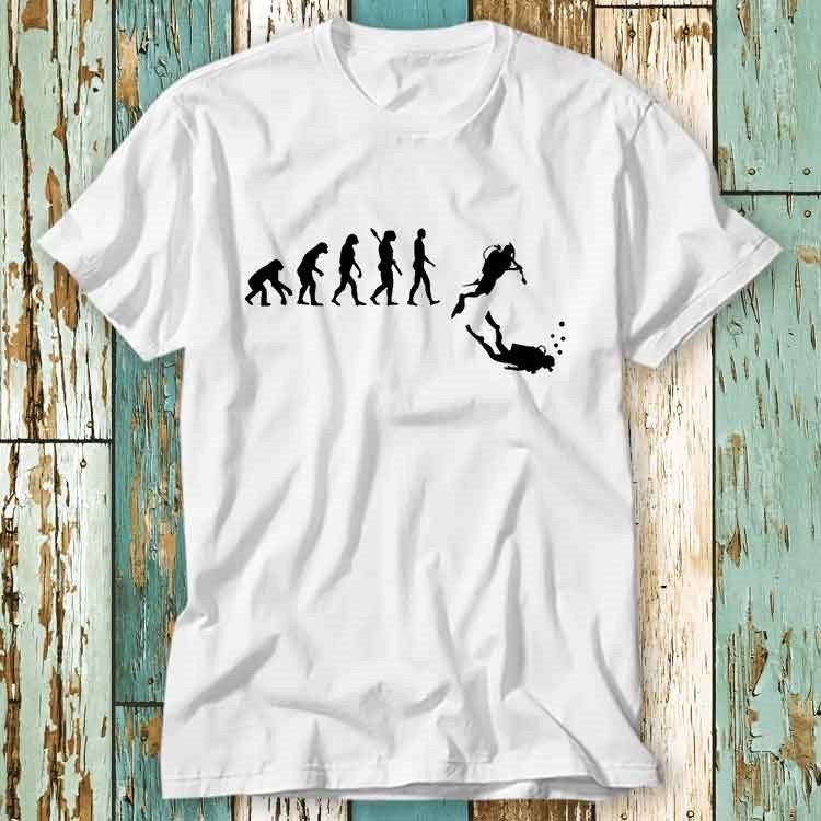 Evolution Of Scuba Diving Born To Dive T Shirt Top Design Unisex Damen Herren T-Shirt Retro Mode Vintage S829 von pinkSHARKs