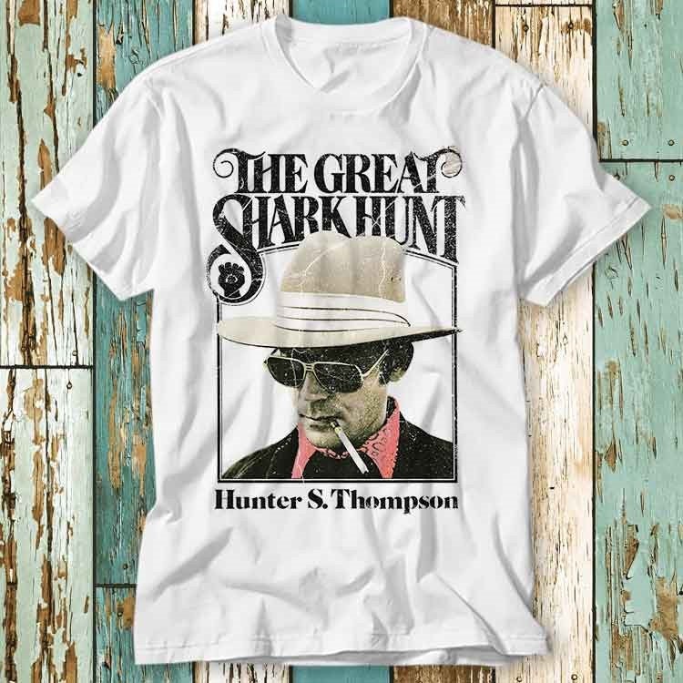 The Great Shark Hunt T Shirt Hunter S Thompson Top Design Unisex Damen Herren T-Shirt Retro Mode Vintage S838 von pinkSHARKs