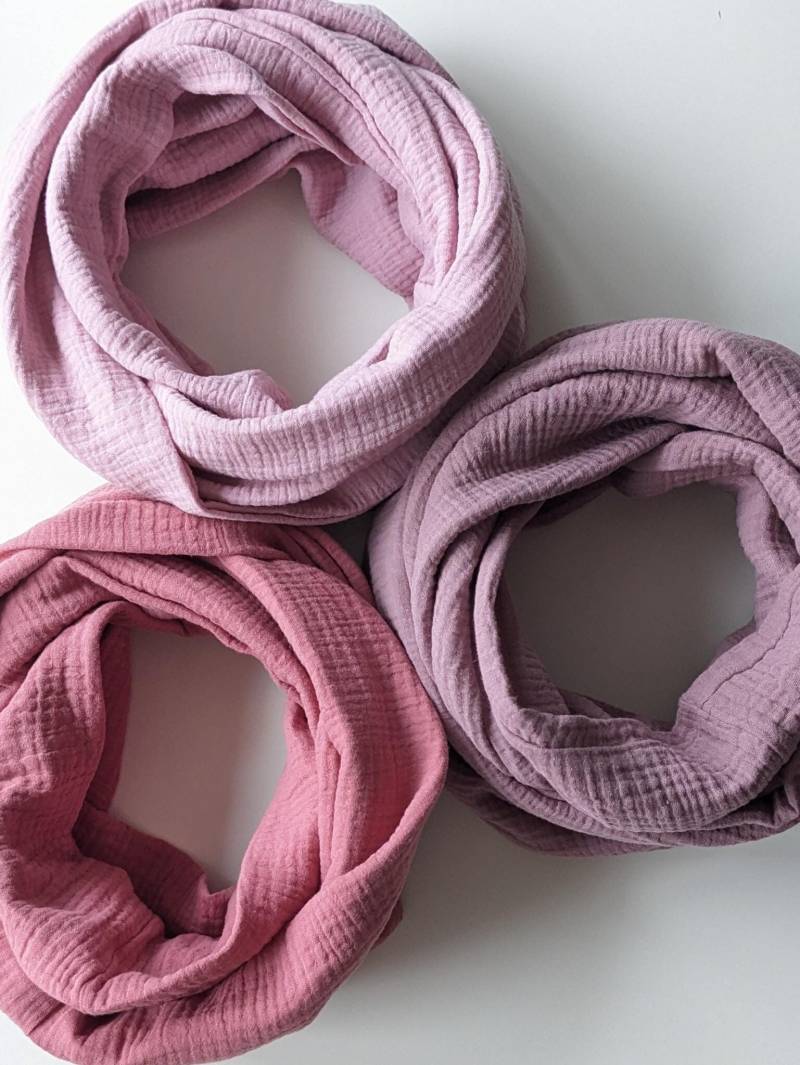 Musselin Loopschal "Beere & Co.", Damen/Erwachsene, Double Gauze, Uni, Doppellagig, Farb - Und Größenauswahl, Grundpreis 15, 79 Eur/M2 von pinkcoconutDE