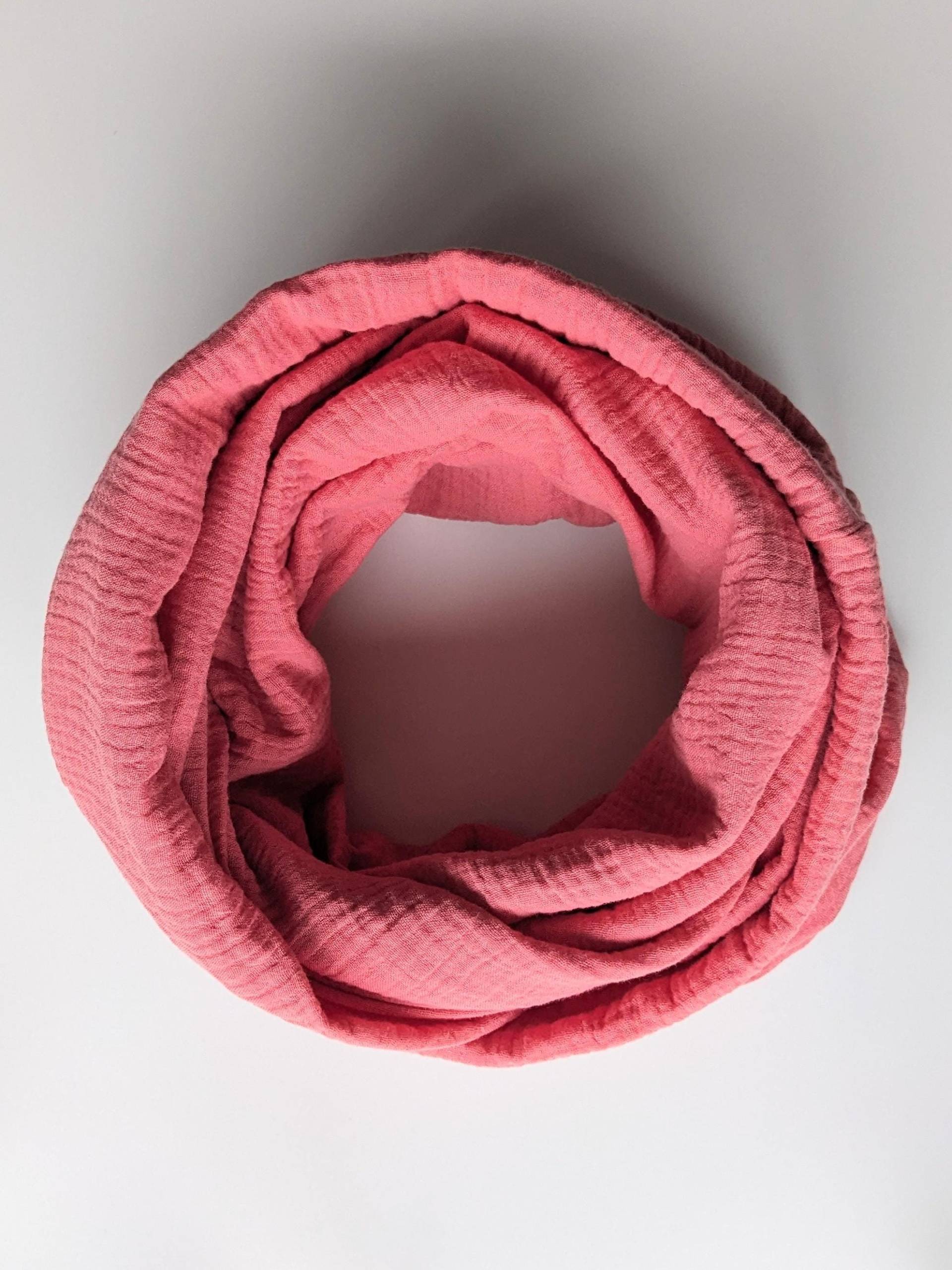 Musselin Loopschal "Koralle", Damen/Erwachsene, Double Gauze, Uni, Doppellagig, Größenauswahl, Grundpreis 15, 79 Eur/M2 von pinkcoconutDE