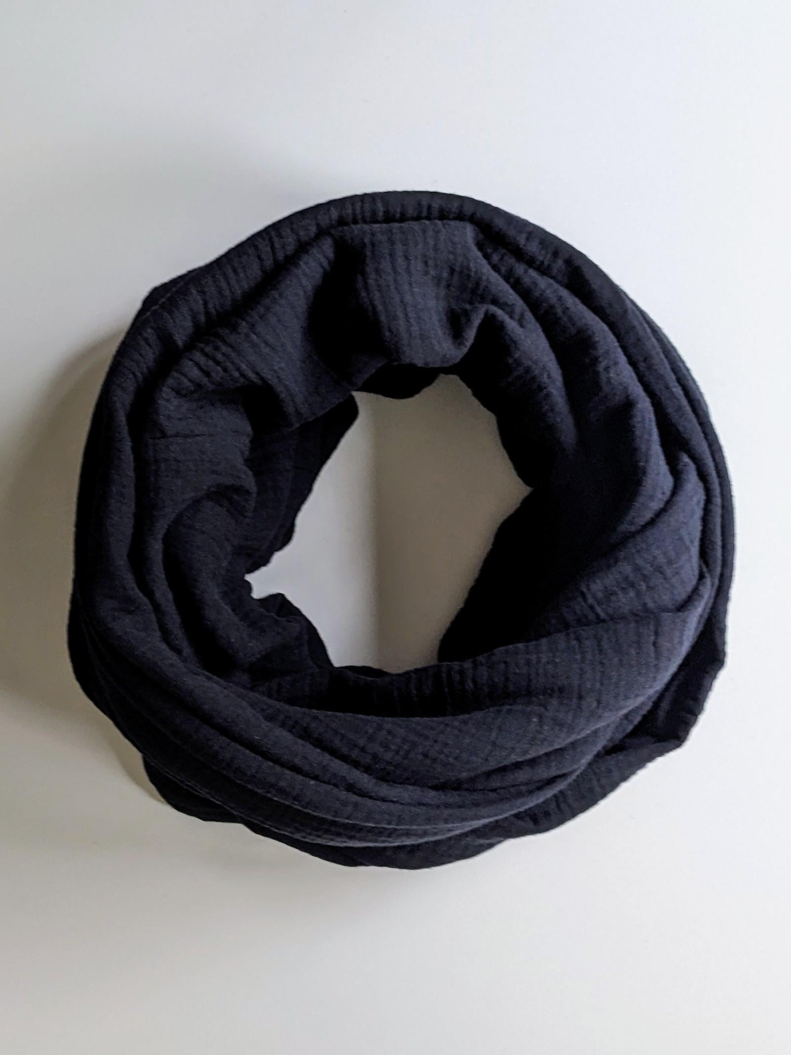 Musselin Loopschal "Schwarz", Damen/Erwachsene, Double Gauze, Uni, Doppellagig, Größenauswahl, Grundpreis 15, 79 Eur/M2 von pinkcoconutDE