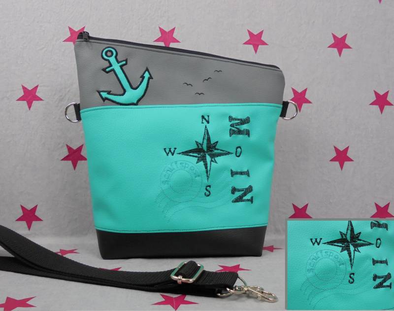 Pinkesterne Anker Handtasche + Portemonnaie Geldbeutel Umhängetasche Geldbörse Maritim von pinkeSterne