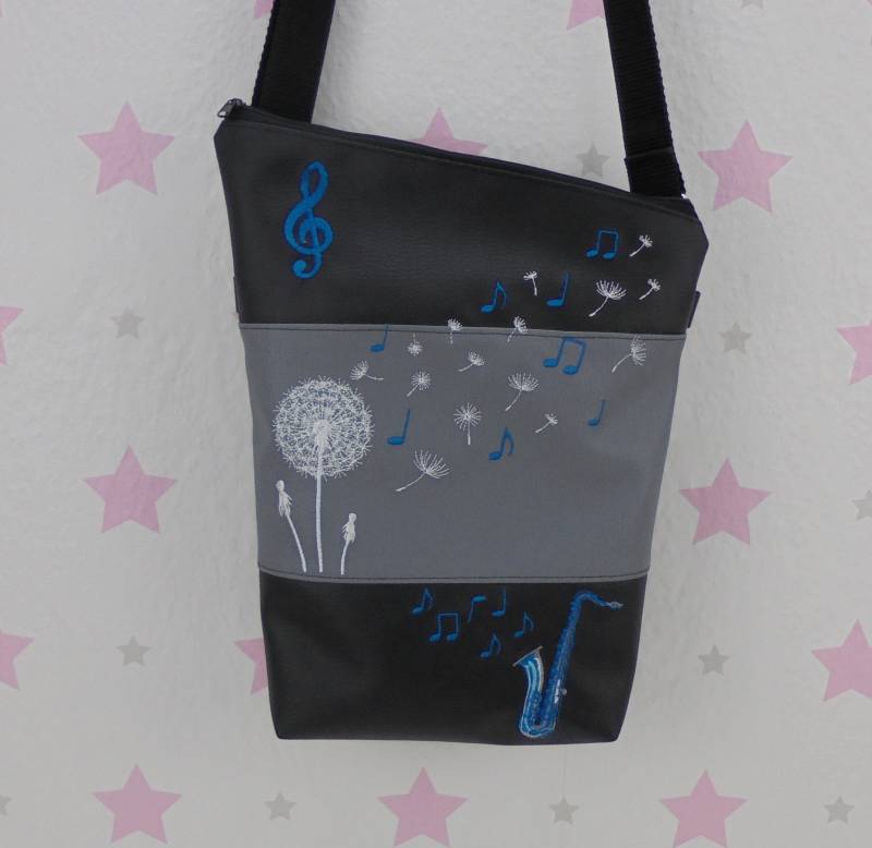 Pinkesterne Handtasche Saxophon Umhängetasche Schultertasche Handmade Foldover Pusteblume von pinkeSterne
