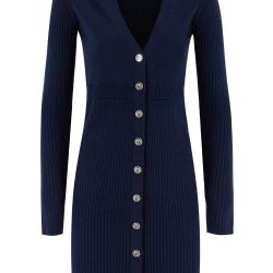 Elegantes Dunkelblaues Kurzes Kleid Mit Metall-logo-knöpfen von pinko