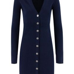 Elegantes Dunkelblaues Kurzes Kleid Mit Metall-logo-knöpfen von pinko