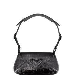 Luxuriöse Schwarze Limousinen-ledershoulderbag Mit Strassherz-schnalle von pinko
