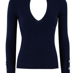 Marineblauer Wollpullover Mit Cut-out-details - Pinko von pinko