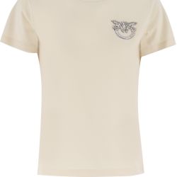 Milchweiße Baumwoll-t-shirt Mit Schmuckstickerei von pinko