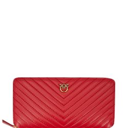 Pinko Chevron-stepp Leder-clutch In Antikgold-rot von pinko