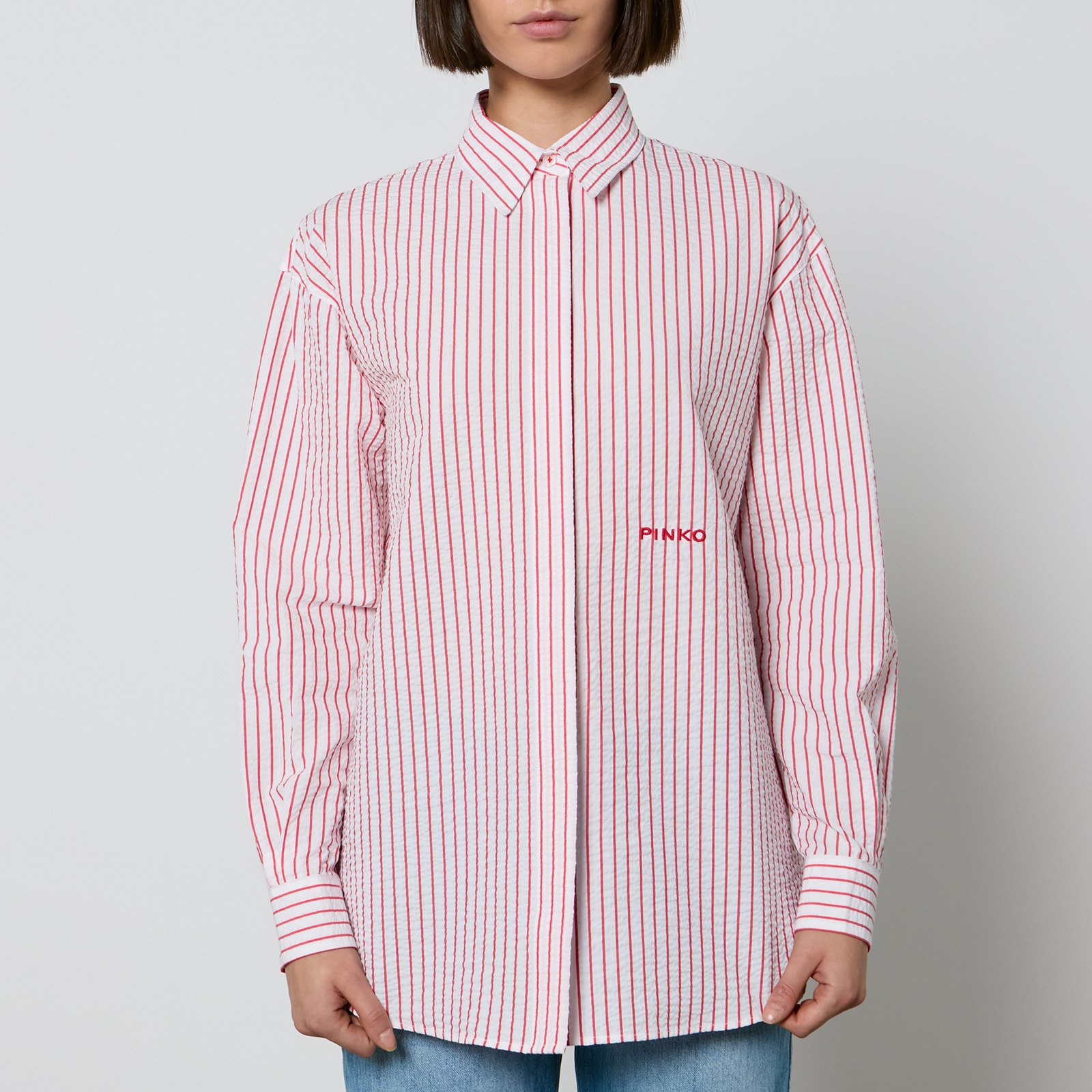 Pinko Bridport 1 Rigato Striped Seersucker Shirt - XS von pinko