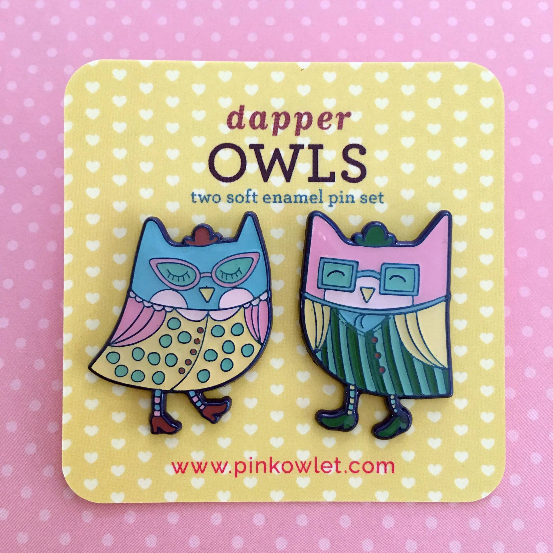 Dapper Eulen Emaille Pin Set von pinkowlet