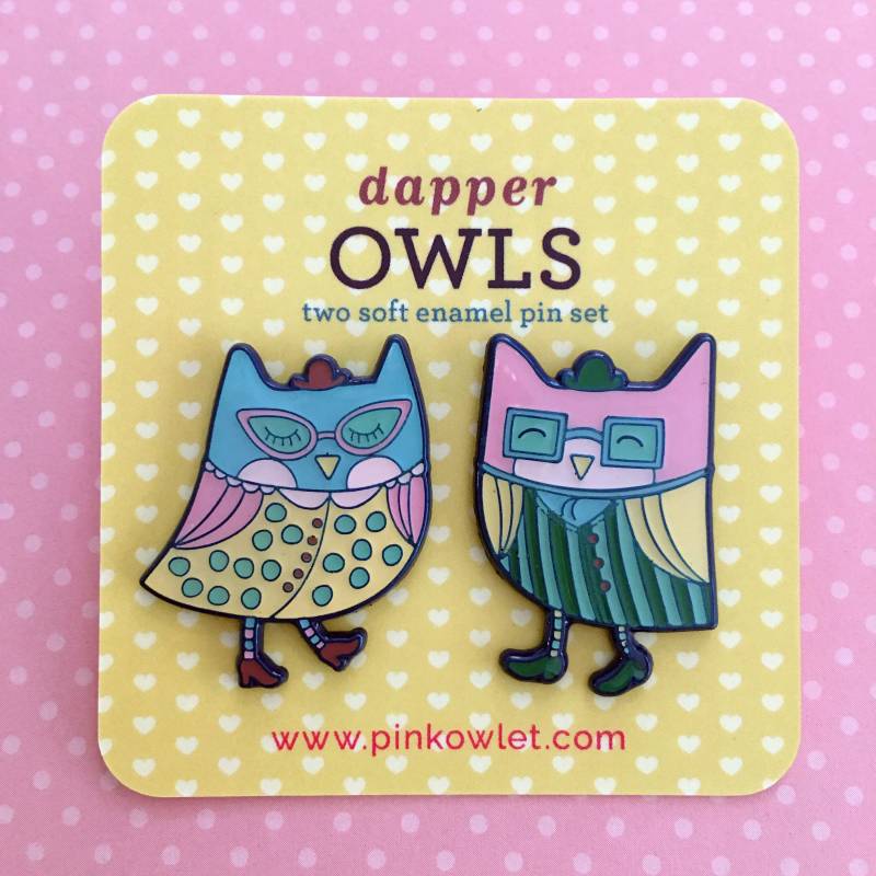 Dapper Eulen Emaille Pin Set von pinkowlet