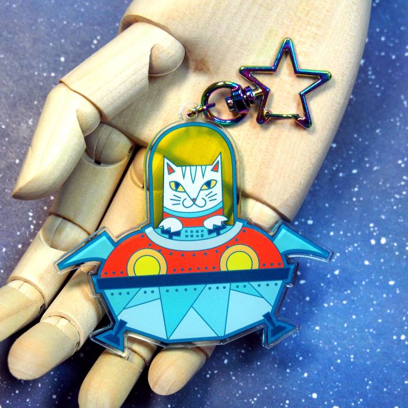 Ufo-Katzen-Haifisch Keychain von pinkowlet