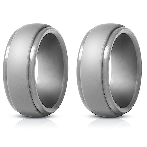 pintoc 2-Teilige Beliebte Herren-Silikon-Cool-Ringe, Umweltfreundlicher Outdoor-Sportring, 8 Mm, 7 von pintoc