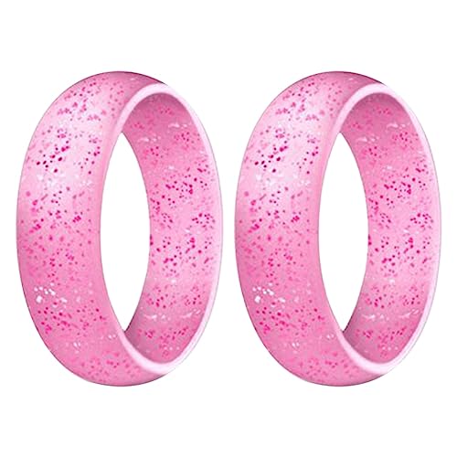 pintoc 2-Teiliger Silikon-Ehering, Umweltfreundlicher Outdoor-Sportring, 5,7 Mm, Rosa, 6 von pintoc