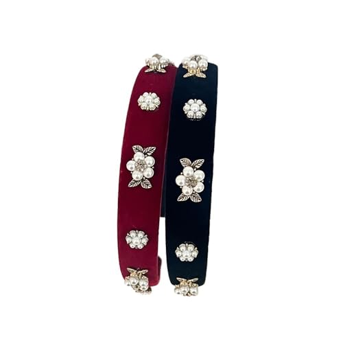 Barock Stil Haarband, Vintage Kamelie beflockte Haarnadel, Premium Feeling Perle Strass Legierung Stirnband Haarschmuck von pipisweet