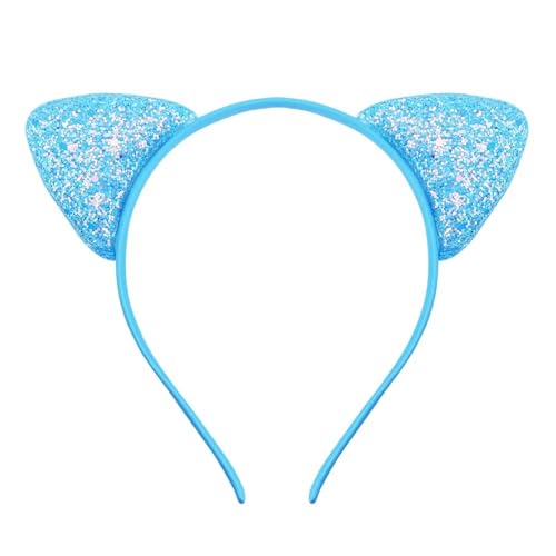 Glitzerndes Katzenohren-Stirnband für Mädchen und Frauen, glitzerndes Haar, Metallreifen, glänzende Haarbänder, Haarschmuck für den Alltag (I) von pipisweet