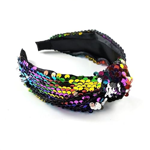 Pailletten-Stirnband, Retro-Stil, breite Krempe, modisches Damen-Accessoire (mehrfarbig) von pipisweet