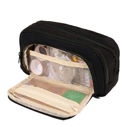 pipisweet 2 x Federmäppchen mit großem Fassungsvermögen, eine einfache Mehrzweck-Schreibwaren-Box und Make-up-Aufbewahrungstasche, Schwarz , Einheitsgröße von pipisweet