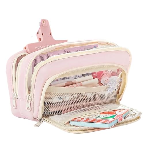 pipisweet 2 x Federmäppchen mit großem Fassungsvermögen, eine einfache Mehrzweck-Schreibwaren-Box und Make-up-Aufbewahrungstasche, rose, Einheitsgröße pipisweet 2 x Federmäppchen mit großem Fassungsvermögen, eine einfache Mehrzweck-Schreibwaren-Box und Make-up-Aufbewahrungstasche, rose, Einheitsgröße von pipisweet