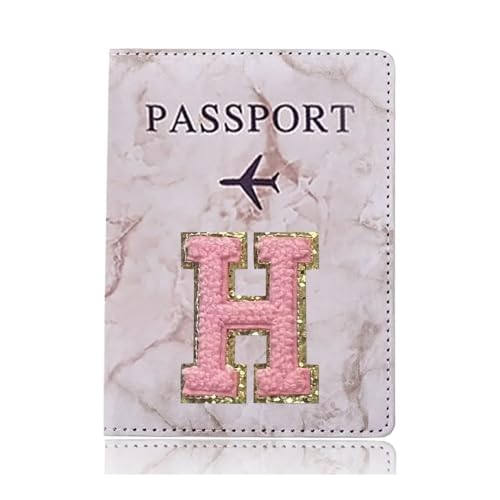pipisweet Modische Reisepass-Schutzhülle, Stickerei, Buchstabenmuster, Reisepasshülle, Brieftasche, Geschenk, PU-Leder, Kartenetui, Uni,, A 1471 (H), Einheitsgröße von pipisweet