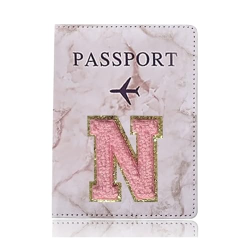pipisweet Modische Reisepass-Schutzhülle, Stickerei, Buchstabenmuster, Reisepasshülle, Brieftasche, Geschenk, PU-Leder, Kartenetui, Uni,, A 1477 (N), Einheitsgröße von pipisweet