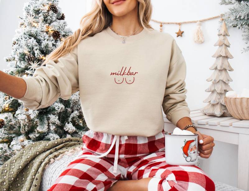 Milkbar Stillpullover Pullover, Geschenk Für Werdende Mütter, Mama Sweatshirt Baumwolle, Bedruckt in Deutschland, Weihnachtsgeschenk von pistacchiomood