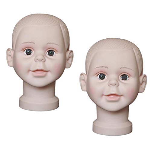 2 x 40,6 cm Kinderkopf-Mannequin-Kopf, Baby-Mütze, Brille, Präsentationshalter, Mehrzweck-Mannequin-Kopf, Make-up-Kopf-Ständer von pistro