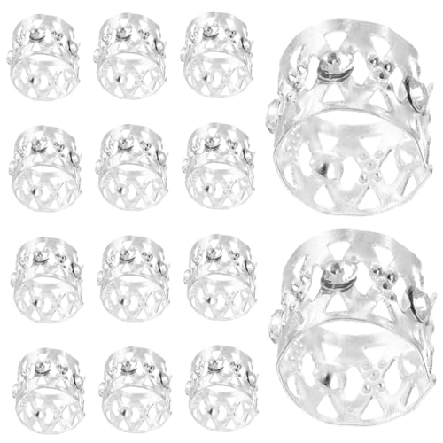 20 Stück Strass Dreadlock-Haar-Zopf-Clips für Männer und Frauen – leichte silberfarbene Röhrenringe zum Flechten von Bart-Dekoration von pistro